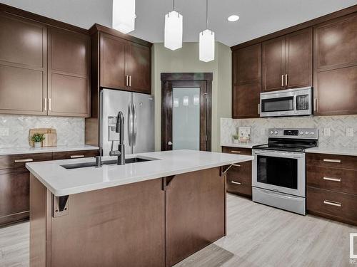 8716 218 Street, Edmonton, AB - Indoor Photo Showing Kitchen With Stainless Steel Kitchen With Upgraded Kitchen