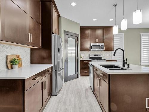 8716 218 Street, Edmonton, AB - Indoor Photo Showing Kitchen With Double Sink With Upgraded Kitchen