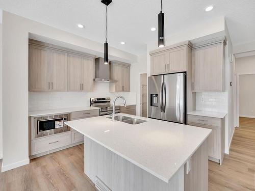 4855 Hawthorn Bend, Edmonton, AB - Indoor Photo Showing Kitchen With Stainless Steel Kitchen With Double Sink With Upgraded Kitchen