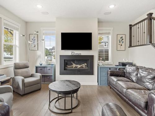 4904 Crabapple Lane, Edmonton, AB - Indoor Photo Showing Living Room With Fireplace