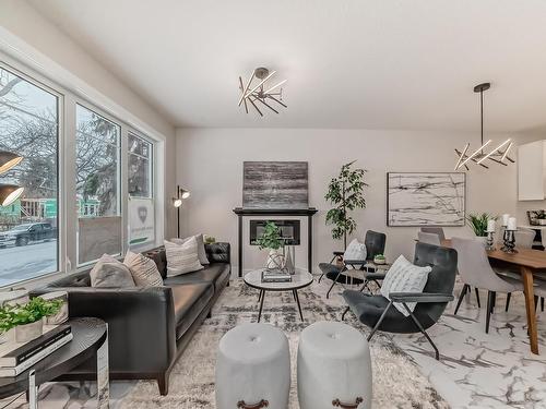 11217 125 Street, Edmonton, AB - Indoor Photo Showing Living Room With Fireplace