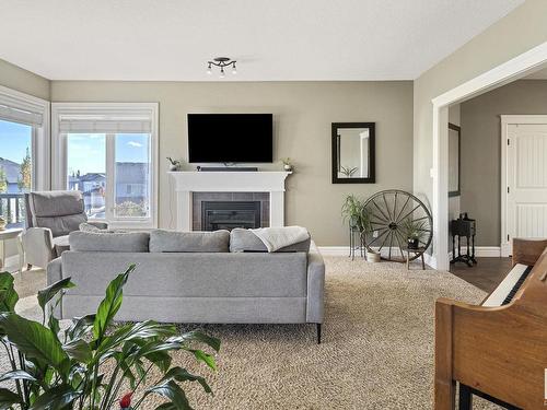 3908 164 Avenue, Edmonton, AB - Indoor Photo Showing Living Room With Fireplace