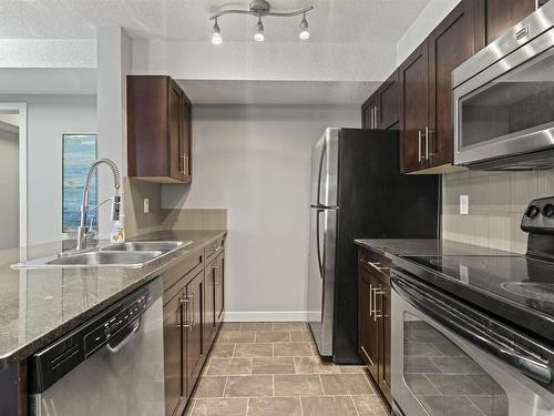 112 534 Watt Blvd Sw, Edmonton, AB - Indoor Photo Showing Kitchen With Double Sink