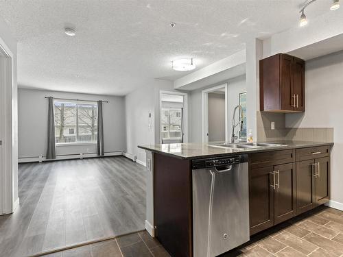 112 534 Watt Blvd Sw, Edmonton, AB - Indoor Photo Showing Kitchen With Double Sink