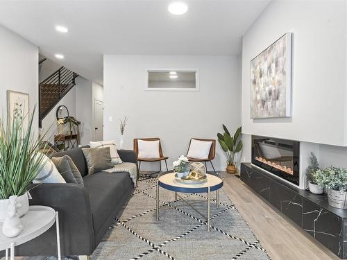 9226 Pear Drive, Edmonton, AB - Indoor Photo Showing Living Room With Fireplace