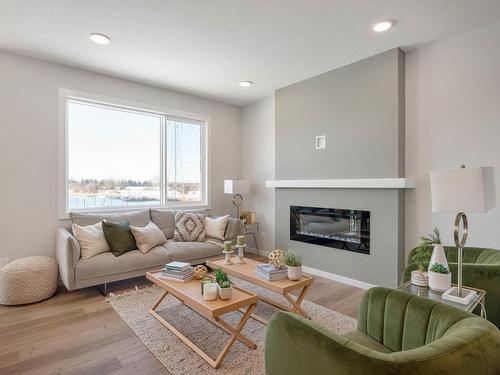 17432 2 Street, Edmonton, AB - Indoor Photo Showing Living Room With Fireplace