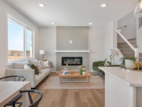 17432 2 Street, Edmonton, AB - Indoor Photo Showing Living Room With Fireplace