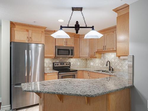 224 10142 111 Street, Edmonton, AB - Indoor Photo Showing Kitchen With Double Sink With Upgraded Kitchen