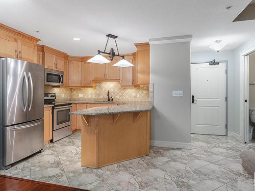 224 10142 111 Street, Edmonton, AB - Indoor Photo Showing Kitchen With Double Sink With Upgraded Kitchen