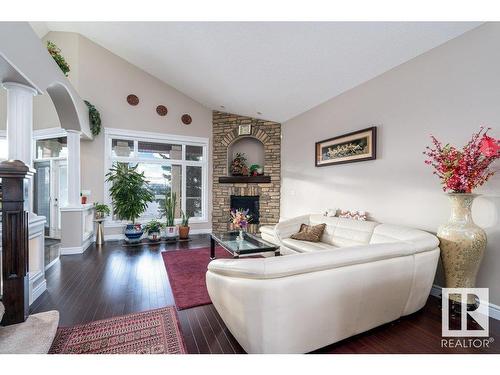 17512 110 Street, Edmonton, AB - Indoor Photo Showing Living Room With Fireplace