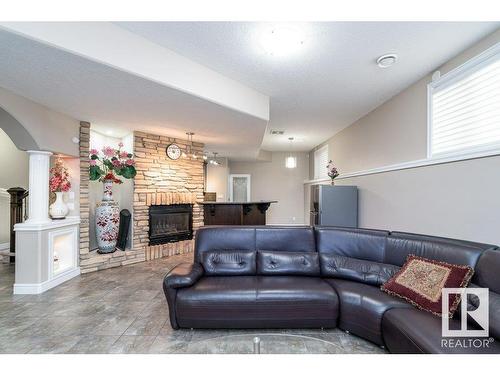 17512 110 Street, Edmonton, AB - Indoor Photo Showing Living Room With Fireplace