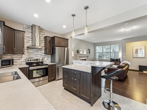 3420 Abbott Way, Edmonton, AB - Indoor Photo Showing Kitchen With Stainless Steel Kitchen With Double Sink With Upgraded Kitchen