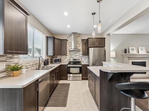 3420 Abbott Way, Edmonton, AB - Indoor Photo Showing Kitchen With Stainless Steel Kitchen With Double Sink With Upgraded Kitchen