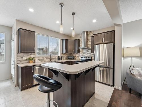 3420 Abbott Way, Edmonton, AB - Indoor Photo Showing Kitchen With Stainless Steel Kitchen With Double Sink With Upgraded Kitchen