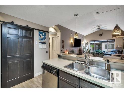 34 2565 Hanna Crescent, Edmonton, AB - Indoor Photo Showing Kitchen With Double Sink