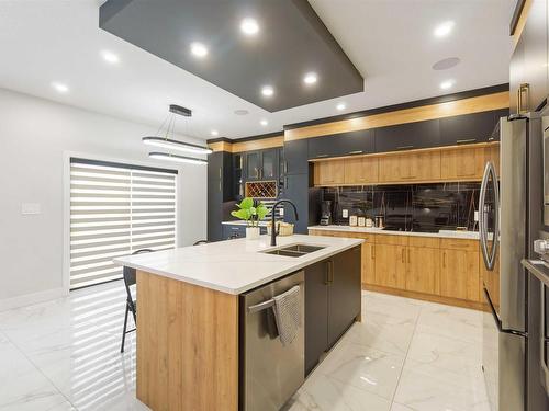 3810 42 Avenue, Beaumont, AB - Indoor Photo Showing Kitchen With Stainless Steel Kitchen With Double Sink