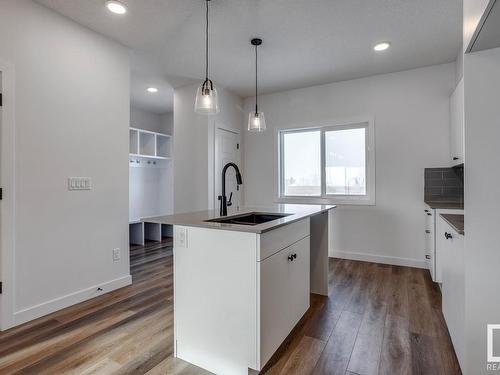 99 Brickyard Drive, Stony Plain, AB - Indoor Photo Showing Kitchen With Upgraded Kitchen