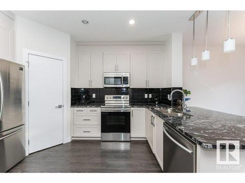 9162 Cooper Crescent, Edmonton, AB - Indoor Photo Showing Kitchen With Double Sink With Upgraded Kitchen