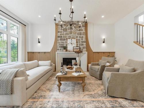 5820 108A Street, Edmonton, AB - Indoor Photo Showing Living Room With Fireplace