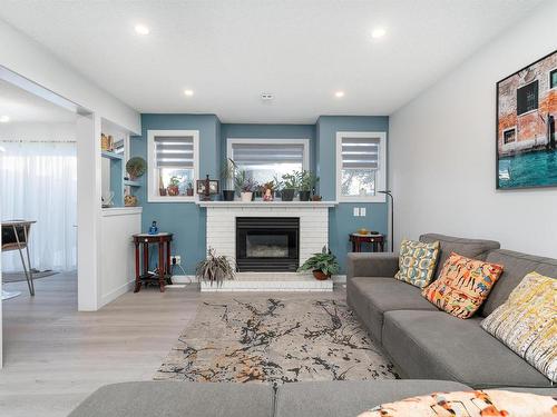 8776 189 Street, Edmonton, AB - Indoor Photo Showing Living Room With Fireplace