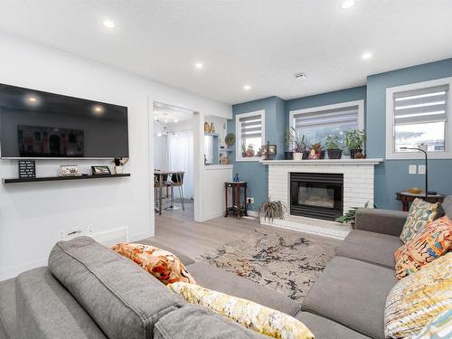 8776 189 Street, Edmonton, AB - Indoor Photo Showing Living Room With Fireplace