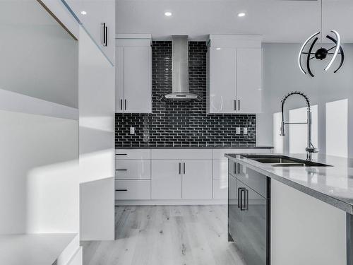 110 Edgewater Circle, Leduc, AB - Indoor Photo Showing Kitchen With Double Sink With Upgraded Kitchen