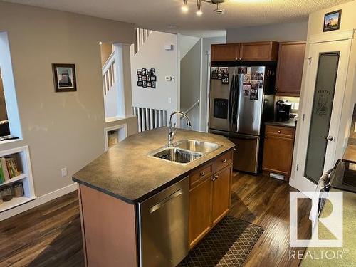 44 Birchmont Drive, Leduc, AB - Indoor Photo Showing Kitchen With Double Sink