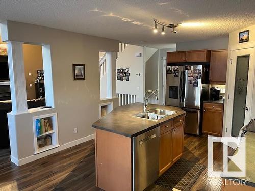 44 Birchmont Drive, Leduc, AB - Indoor Photo Showing Kitchen With Double Sink