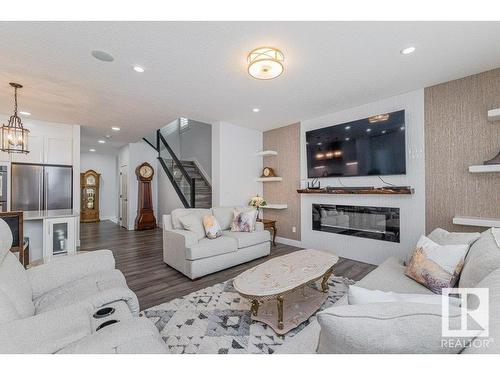 13043 208 Street, Edmonton, AB - Indoor Photo Showing Living Room With Fireplace