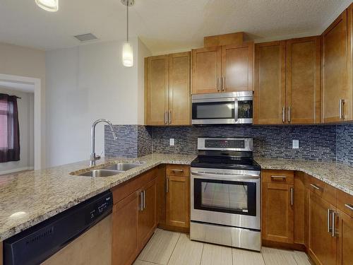 405 5151 Windermere Boulevard Sw, Edmonton, AB - Indoor Photo Showing Kitchen With Double Sink With Upgraded Kitchen