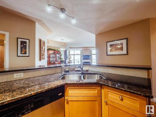 1506 9020 Jasper Avenue, Edmonton, AB - Indoor Photo Showing Kitchen With Double Sink