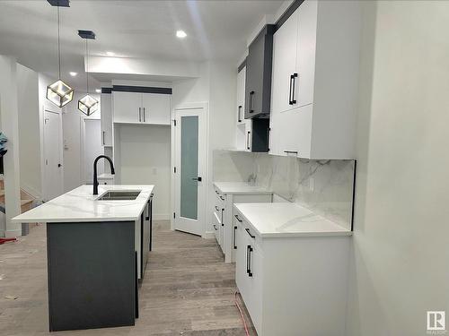 1916 155 Avenue, Edmonton, AB - Indoor Photo Showing Kitchen With Double Sink With Upgraded Kitchen