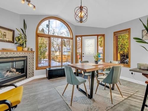 6716 87 St Nw, Edmonton, AB - Indoor Photo Showing Dining Room With Fireplace