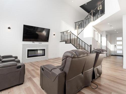 19723 26 Avenue, Edmonton, AB - Indoor Photo Showing Living Room With Fireplace