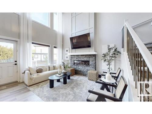 20 Meadowbrook Way, Spruce Grove, AB - Indoor Photo Showing Living Room With Fireplace