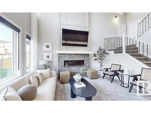 20 Meadowbrook Way, Spruce Grove, AB - Indoor Photo Showing Living Room With Fireplace