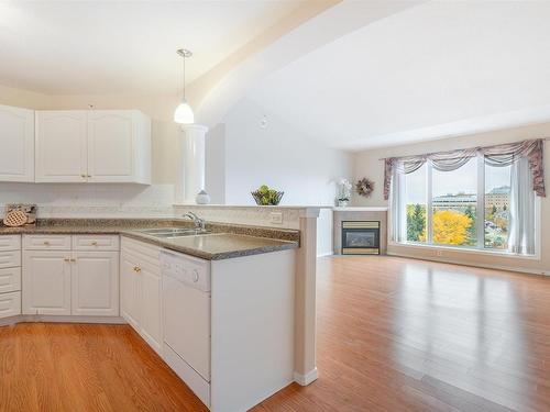 507 237 Youville Drive E, Edmonton, AB - Indoor Photo Showing Kitchen With Fireplace With Double Sink