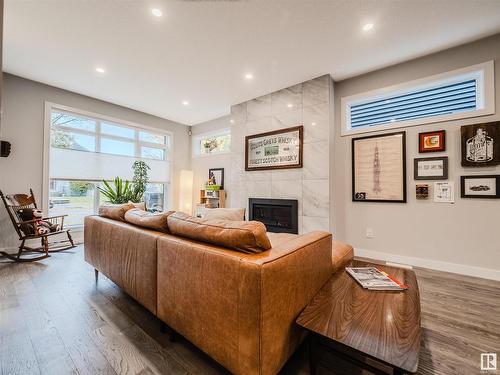 10530 80 Street, Edmonton, AB - Indoor Photo Showing Living Room With Fireplace