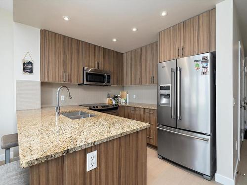 302 10140 150 Street, Edmonton, AB - Indoor Photo Showing Kitchen With Stainless Steel Kitchen