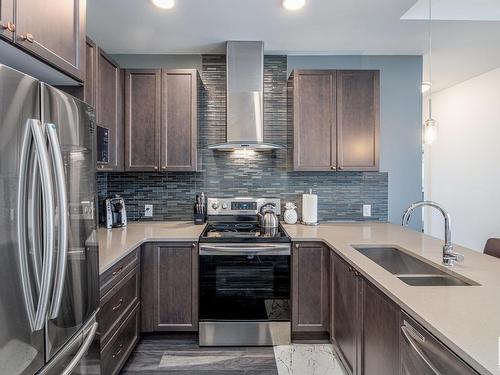 512 1316 Windermere Way, Edmonton, AB - Indoor Photo Showing Kitchen With Double Sink With Upgraded Kitchen