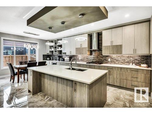 363 Glenridding Ravine Road, Edmonton, AB - Indoor Photo Showing Kitchen With Double Sink With Upgraded Kitchen