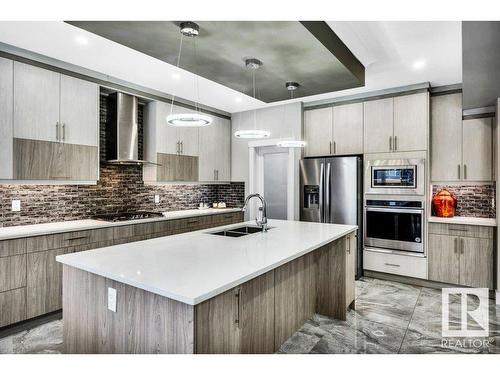 363 Glenridding Ravine Road, Edmonton, AB - Indoor Photo Showing Kitchen With Double Sink With Upgraded Kitchen