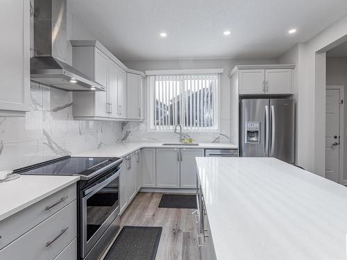 22353 93A Avenue, Edmonton, AB - Indoor Photo Showing Kitchen With Stainless Steel Kitchen With Upgraded Kitchen