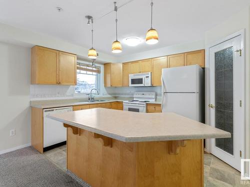 210 8909 100 Street, Edmonton, AB - Indoor Photo Showing Kitchen With Double Sink