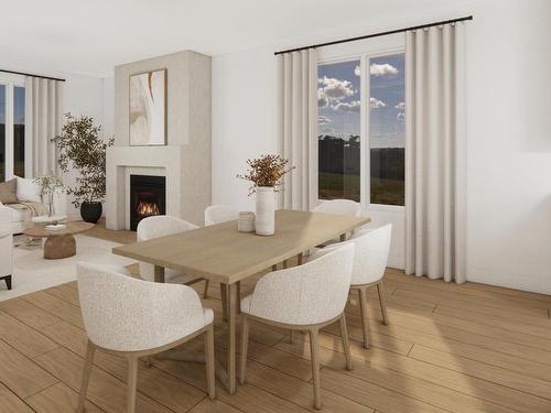 3 Sydwyck Circle, Spruce Grove, AB - Indoor Photo Showing Dining Room With Fireplace