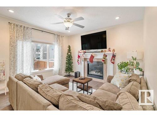 65 Caragana Way, Fort Saskatchewan, AB - Indoor Photo Showing Living Room With Fireplace