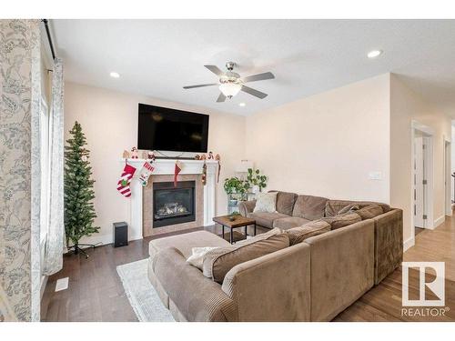 65 Caragana Way, Fort Saskatchewan, AB - Indoor Photo Showing Living Room With Fireplace