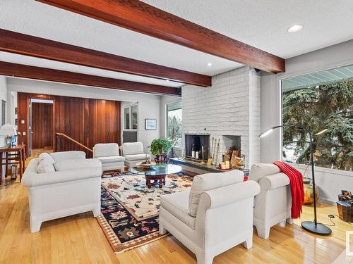 7814 Buena Vista Road, Edmonton, AB - Indoor Photo Showing Living Room With Fireplace