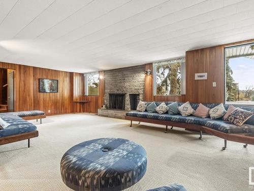 7814 Buena Vista Road, Edmonton, AB - Indoor Photo Showing Living Room With Fireplace