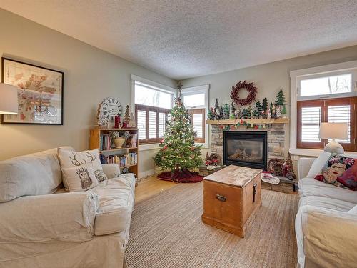 10841 128 Street, Edmonton, AB - Indoor Photo Showing Living Room With Fireplace